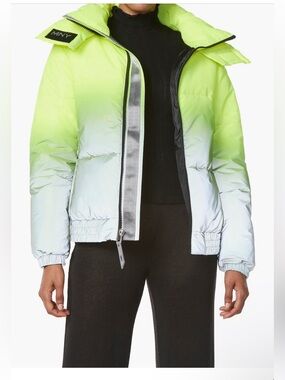 NWT Marc New York Neon Gradient Puffer Jacket - Lime Yellow to White Medium